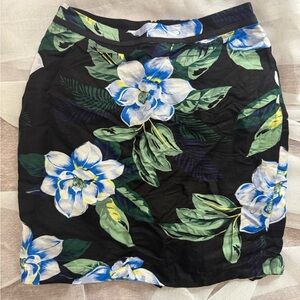 Black and Blue Floral Mini Skirt